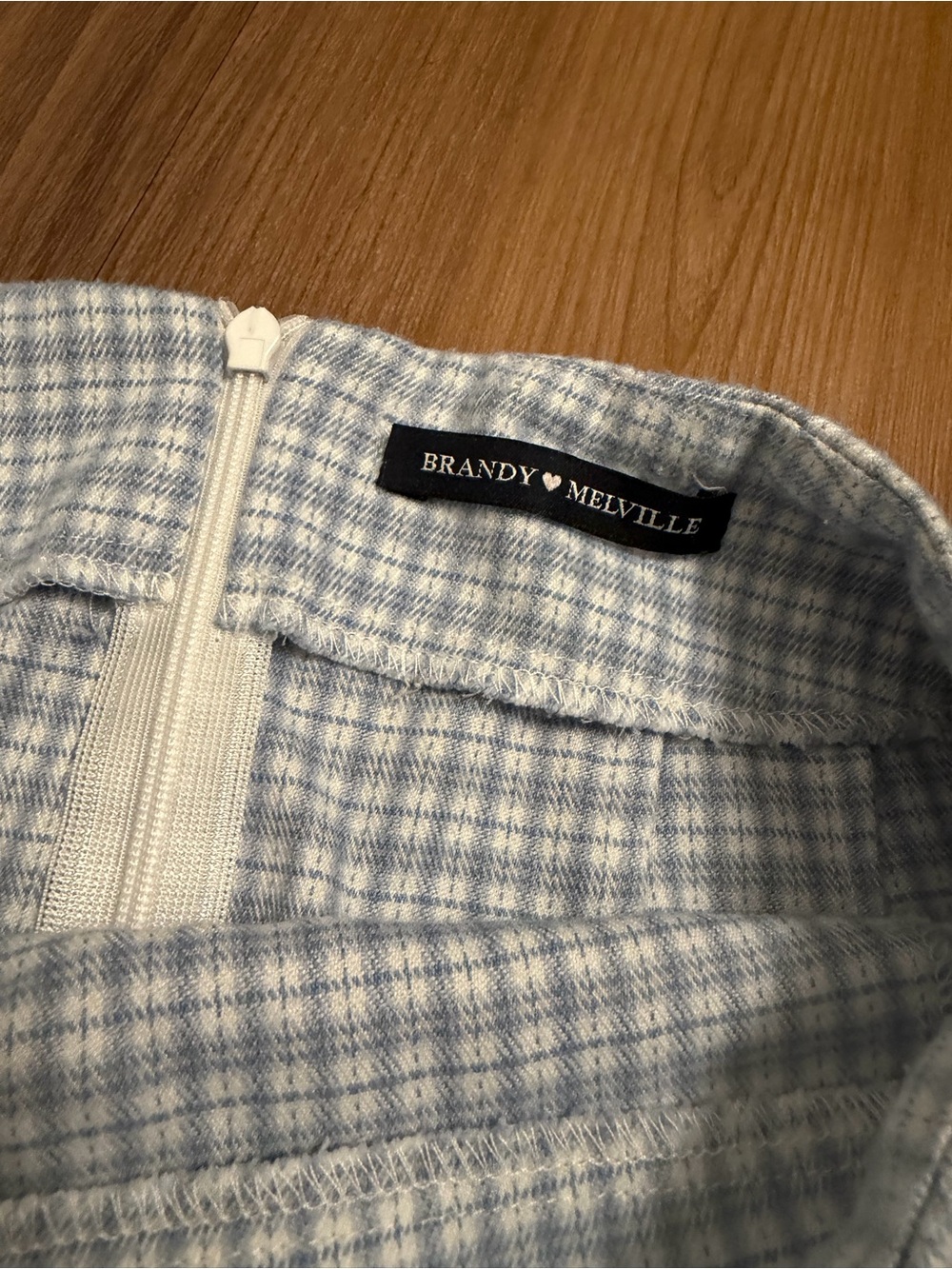 Light Blue and White Plaid Women's Mini Skirt - Picture 4 of 6